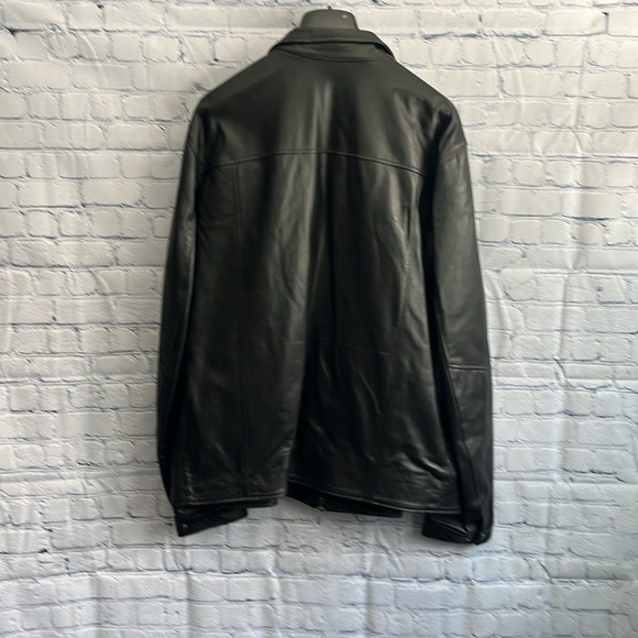 Italian‎ Leather Black Zip Up Mens Jacket Made by CURGÈ size large NWT #6 - Picture 4 of 8